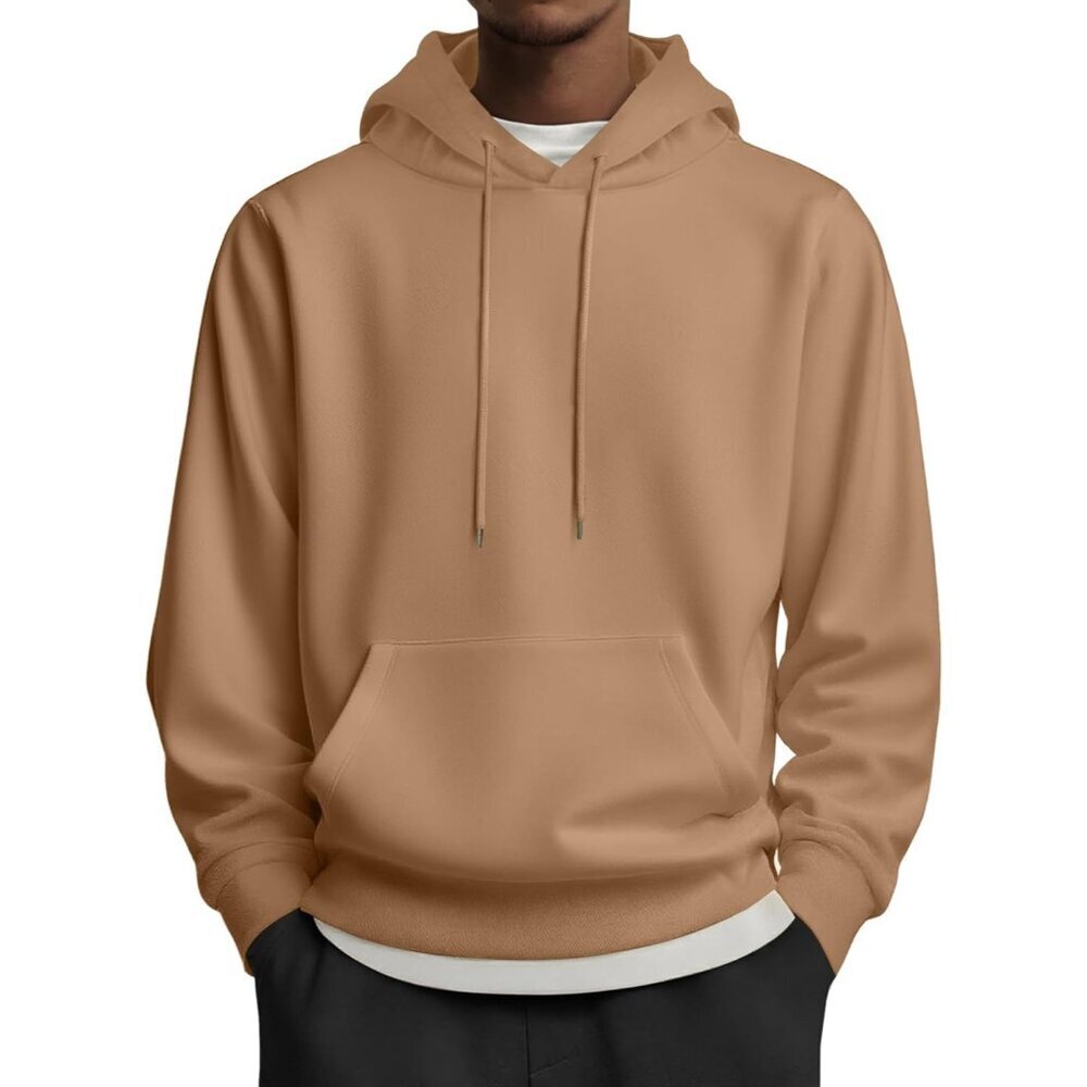 Mens Hoodies Pullover Long Sleeve Casual Fashion Sweatshirts Drawstring Gym Hood